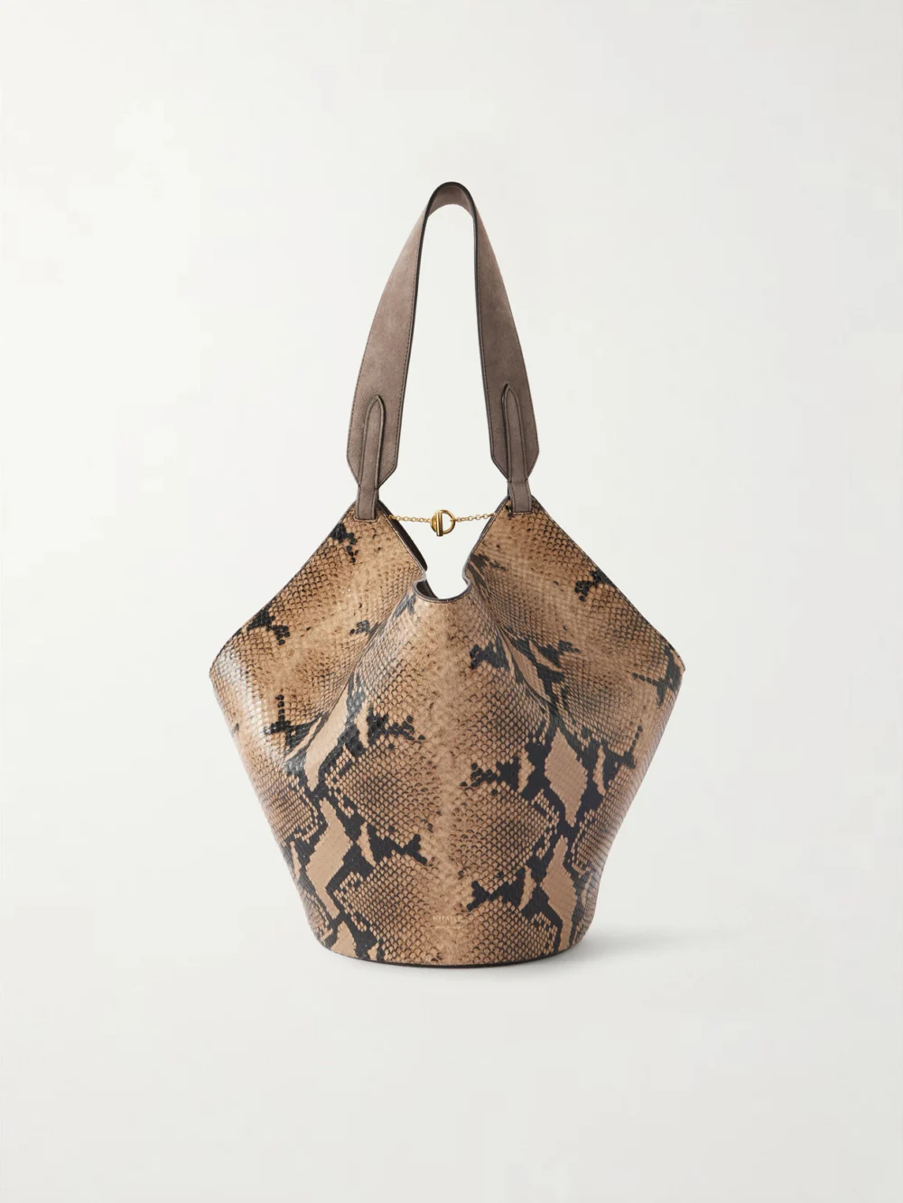 Khaite Lotus Small Suede-trimmed Snake-effect Leather Tote in snake print