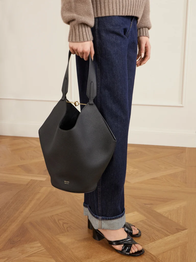 Khaite Lotus Small Textured-leather Tote