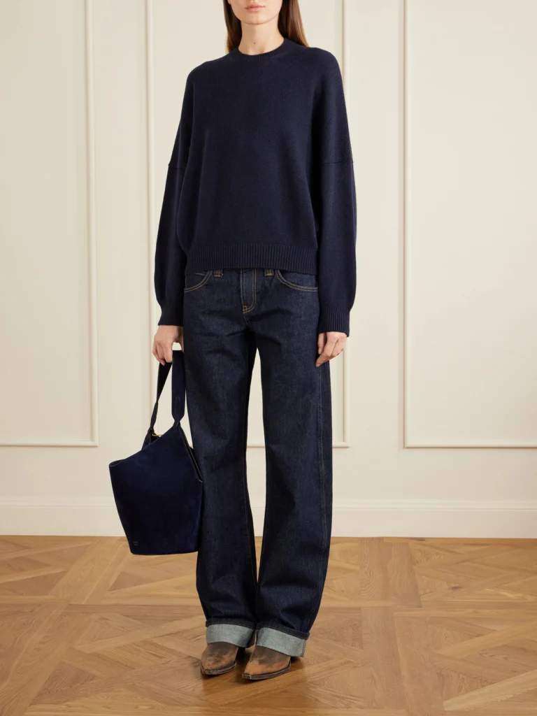 Khaite Lotus Suede Shoulder Bag