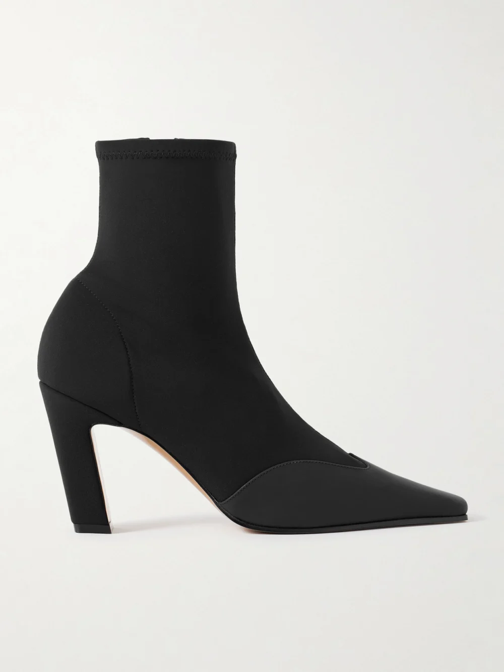 Khaite Nevada Leather-trimmed Stretch-knit Ankle Boots in black