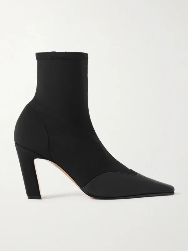 Khaite Nevada Leather-trimmed Stretch-knit Ankle Boots