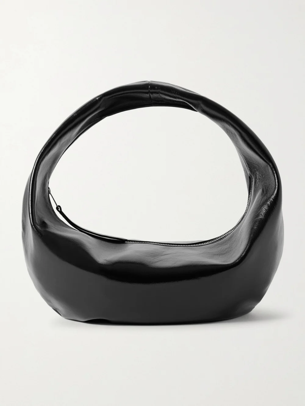 Khaite Olivia Medium Crinkled Patent-leather Tote in black