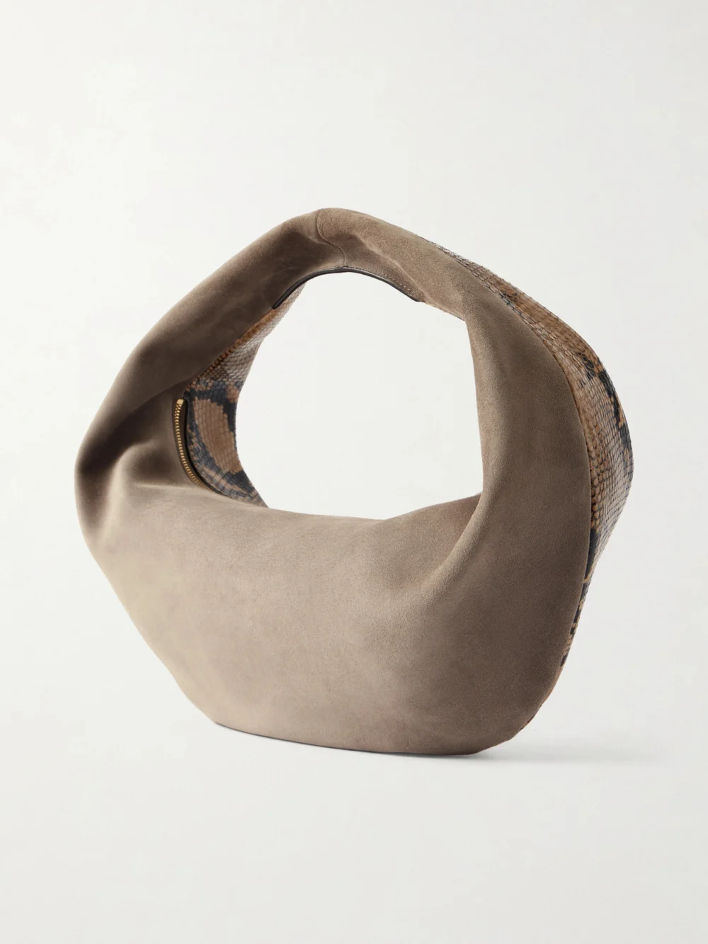 Back view of the Khaite Olivia Medium Snake-effect Leather and Suede Top-handle Bag