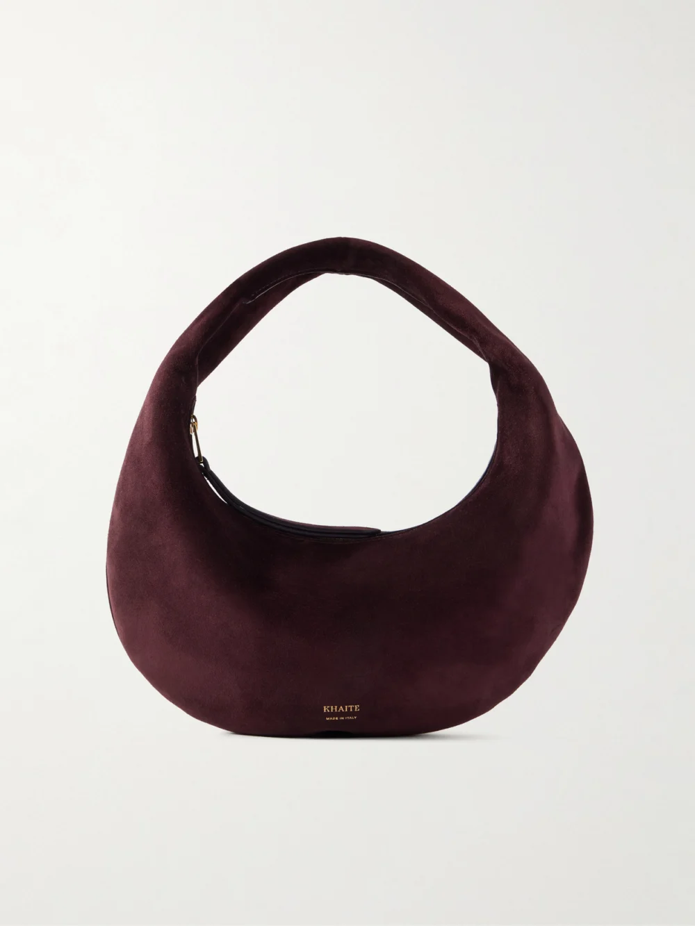 Khaite Olivia Mini Suede Top-handle Bag in burgundy
