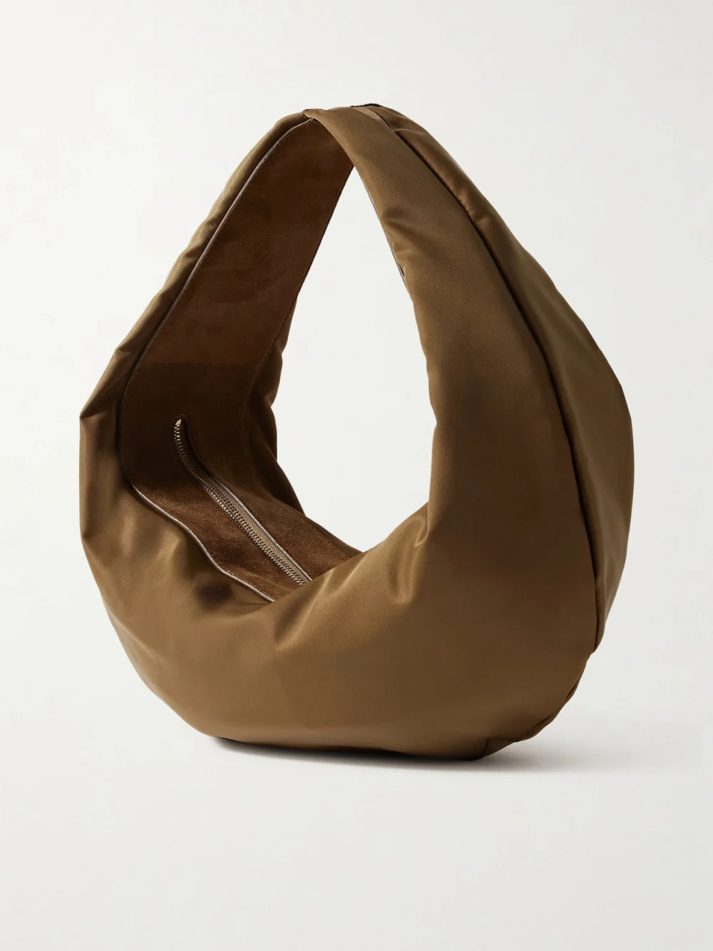 Back view of the Khaite Olivia Sport Medium Suede-trimmed Shell Shoulder Bag