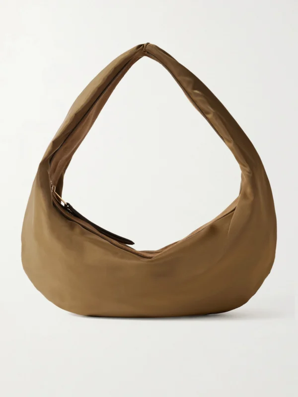 Khaite Olivia Sport Medium Suede-trimmed Shell Shoulder Bag