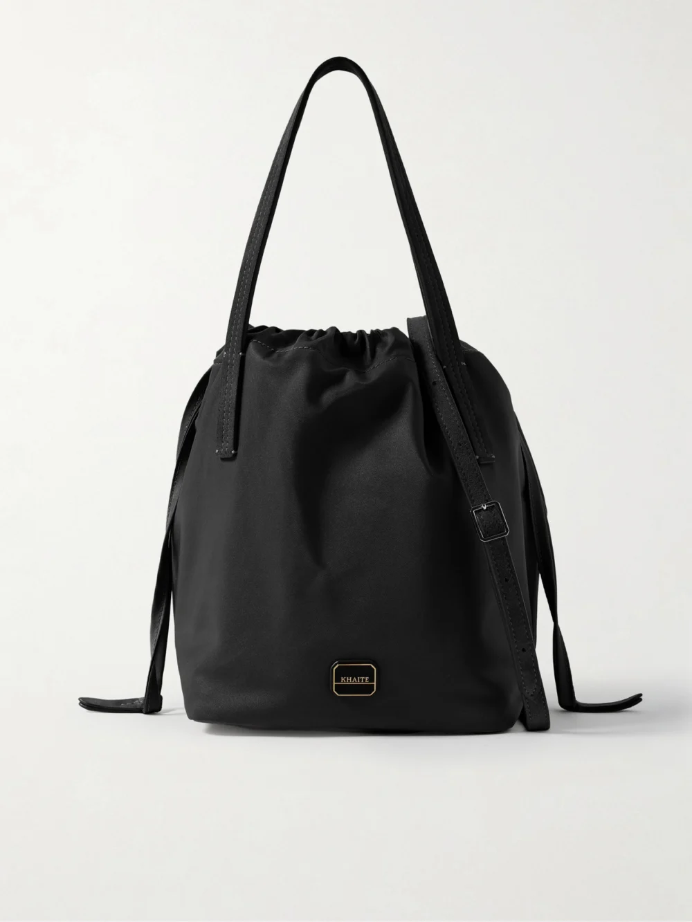 Khaite Rory Leather-trimmed Shell Bucket Bag in black