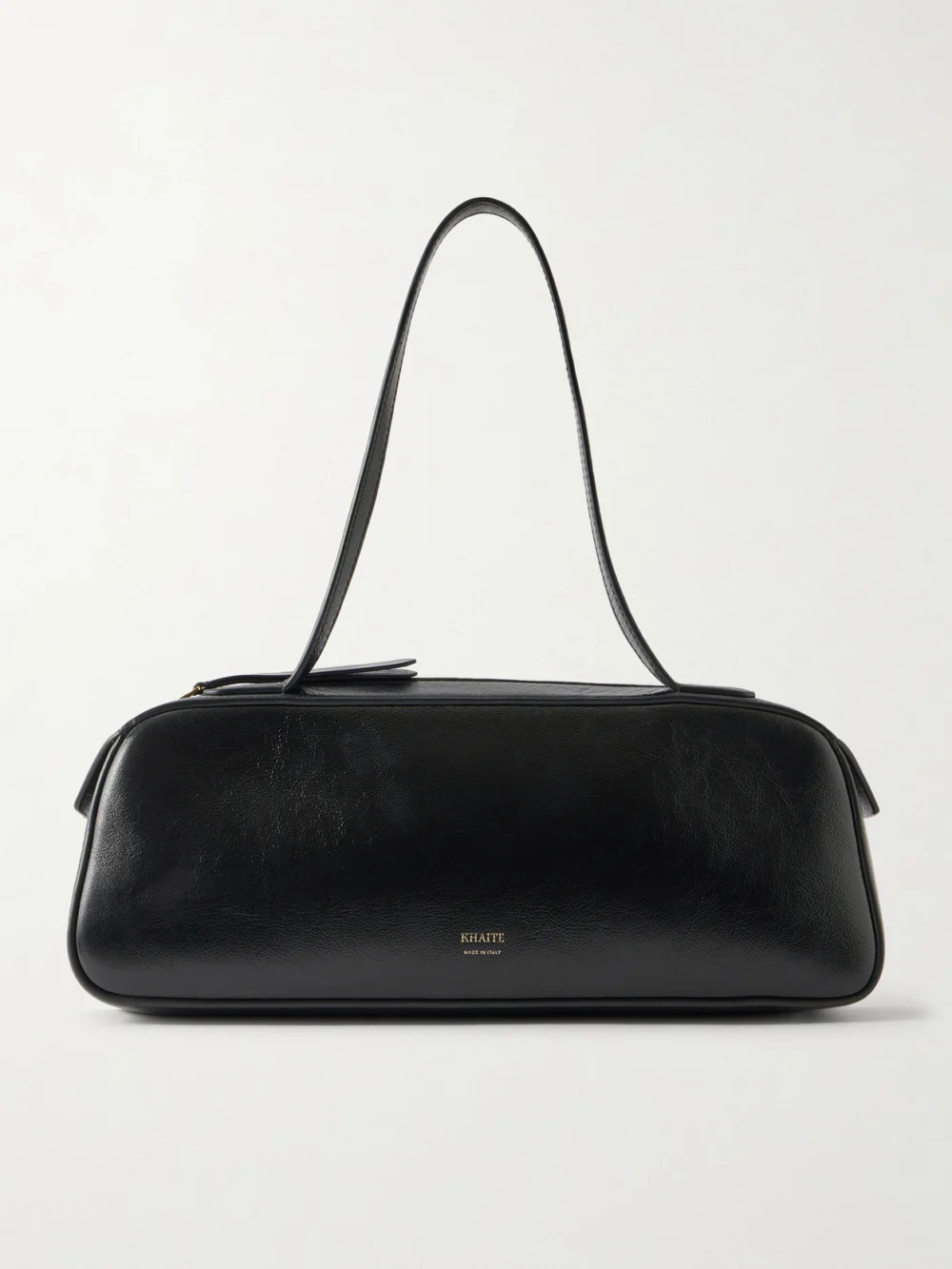 Khaite Simona Glossed-leather Shoulder Bag in black