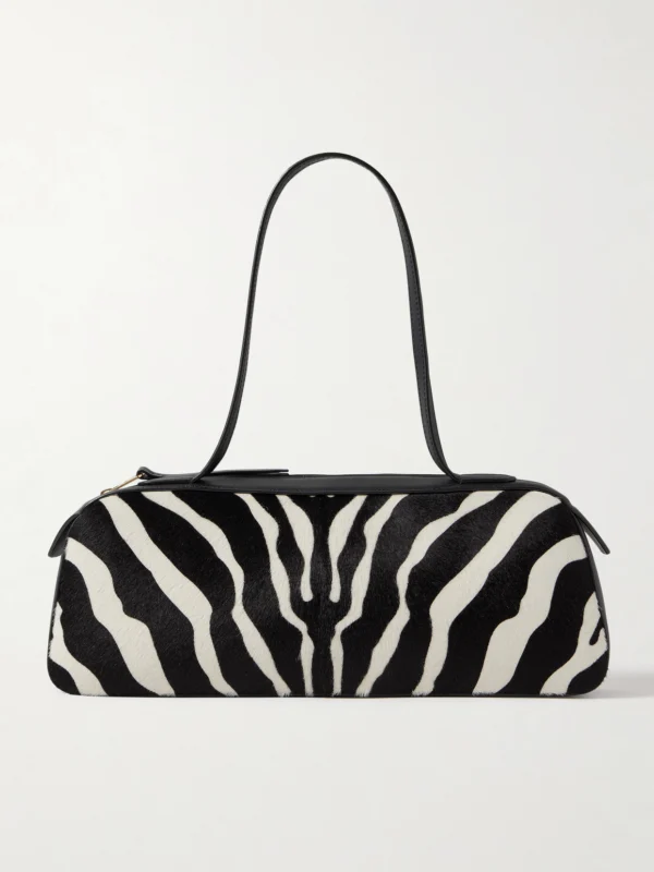 Khaite Simona Leather-trimmed Zebra-print Calf Hair Shoulder Bag