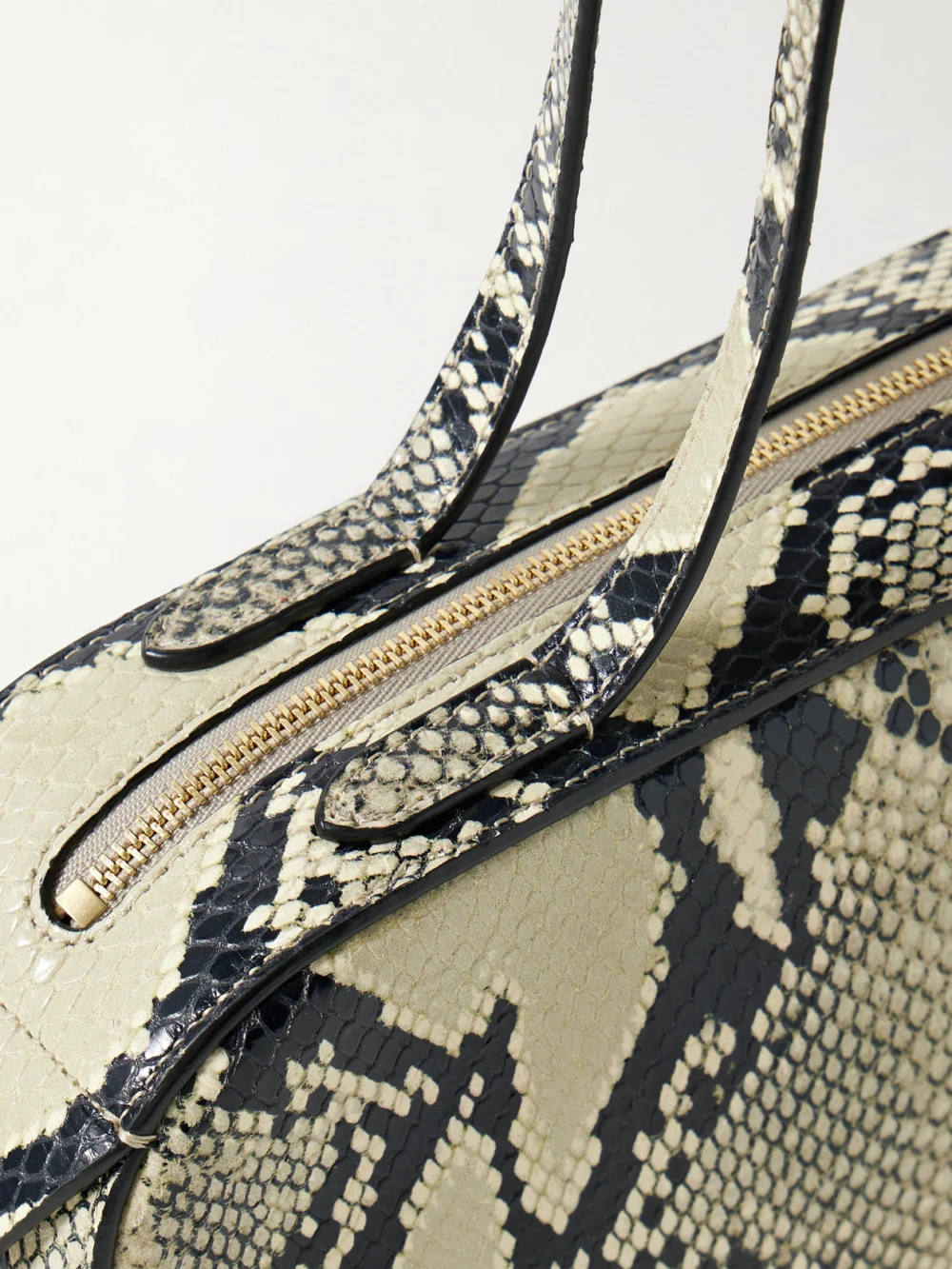 Close-up detail of the Khaite Simona Snake-effect Leather Shoulder Bag