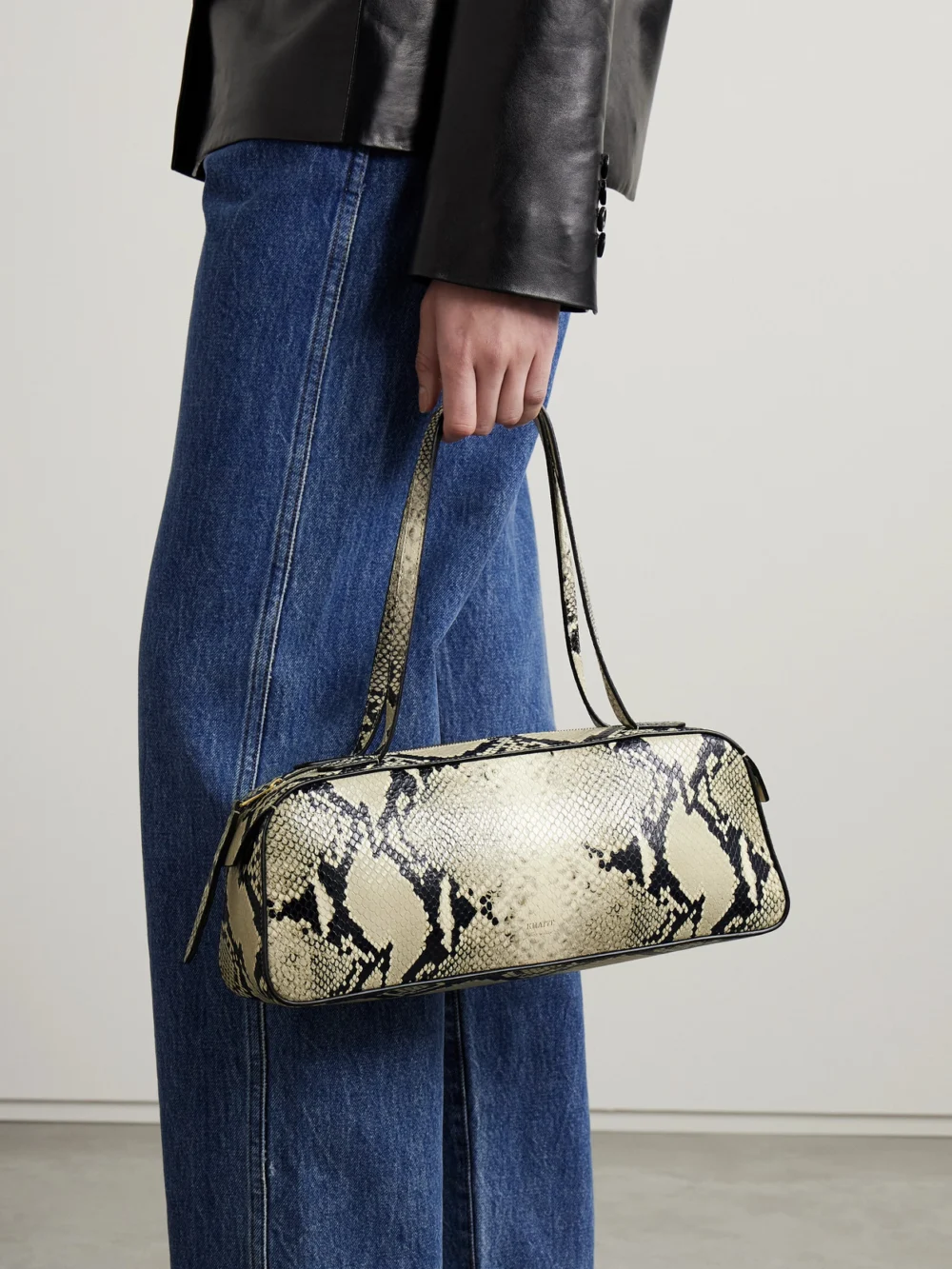 Khaite Simona Snake-effect Leather Shoulder Bag, styled view