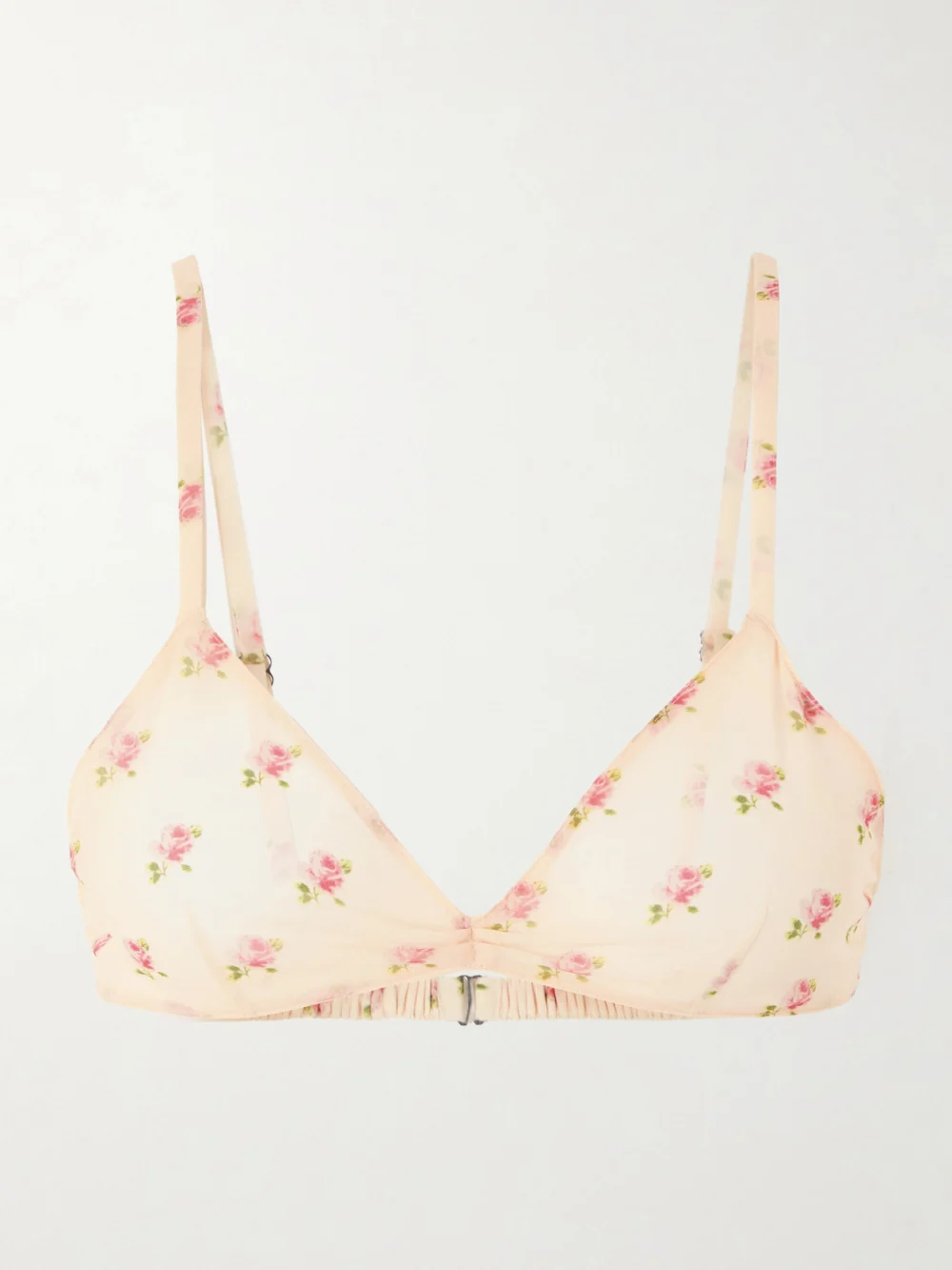 Khaite Talita Floral-print Silk-chiffon Bralette in pastel pink