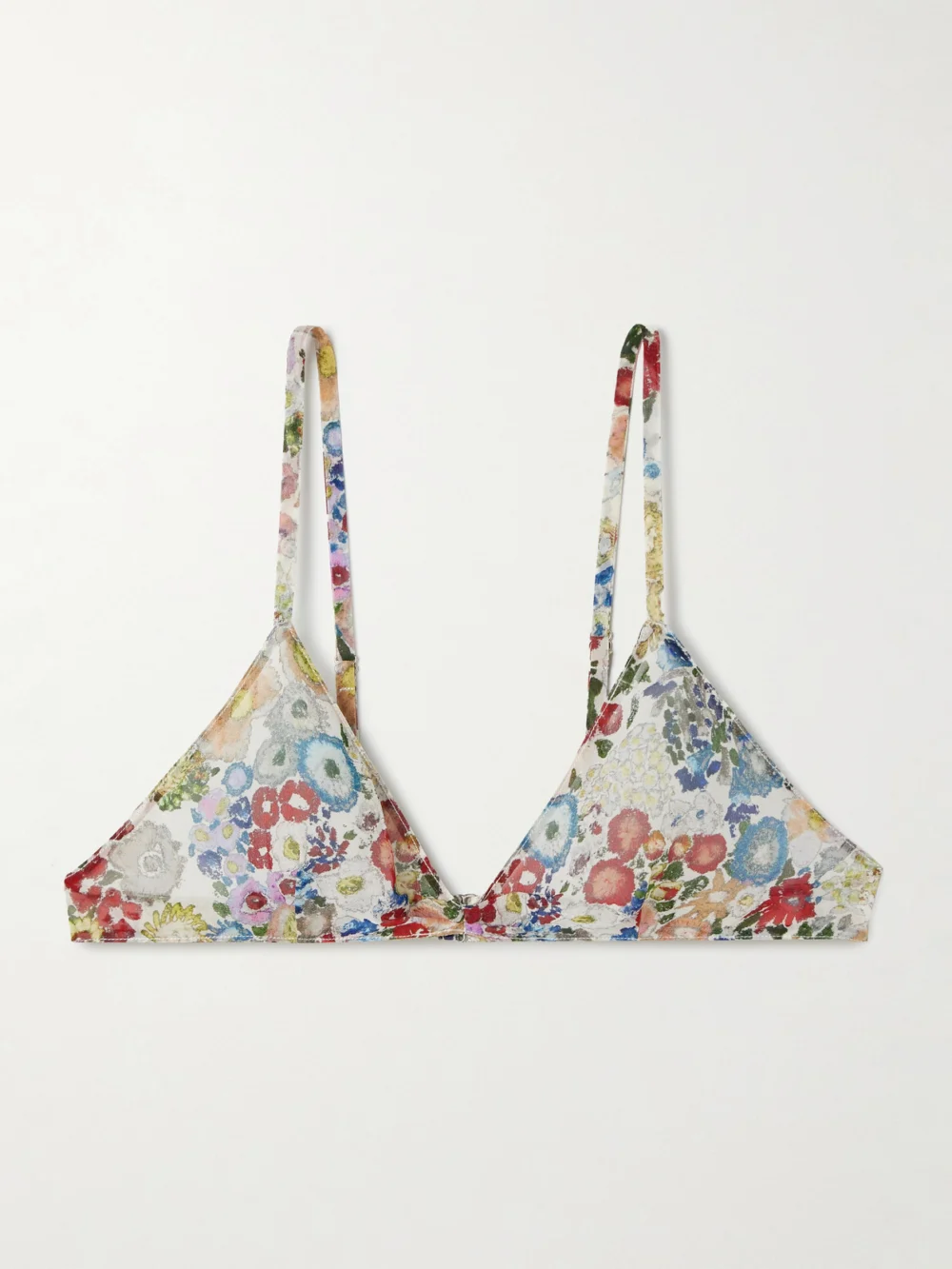 Khaite Talita Floral-print Silk-chiffon Triangle Bra in multi