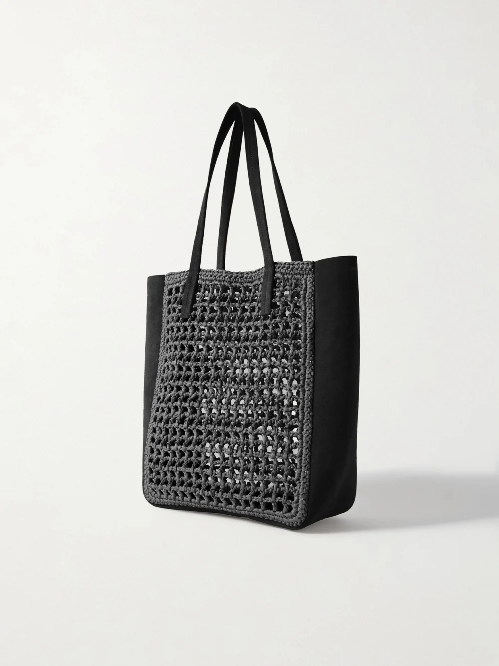 Back view of the Khaite Zoe Small Leather and Raffia Tote