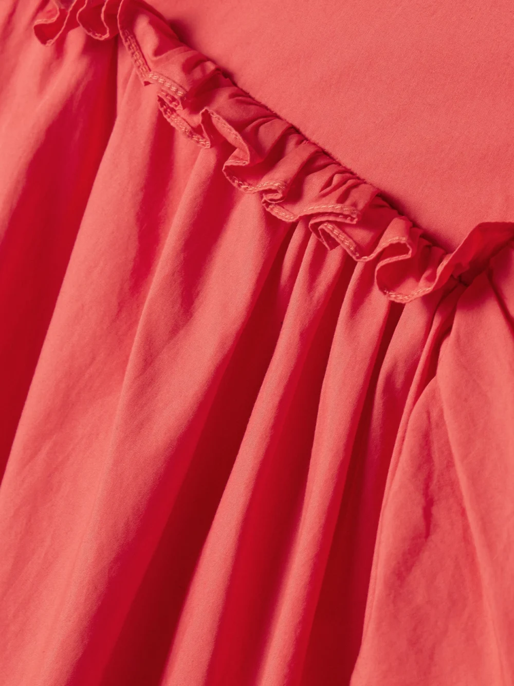 Close-up detail of the Kika Vargas Annie Ruffled Cotton-poplin Mini Dress