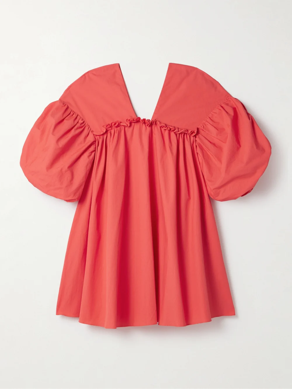 Kika Vargas Annie Ruffled Cotton-poplin Mini Dress in red