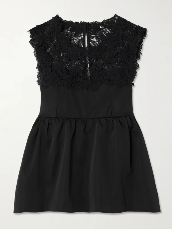Kika Vargas Ivonne Guipure Lace-trimmed Twill Peplum Top