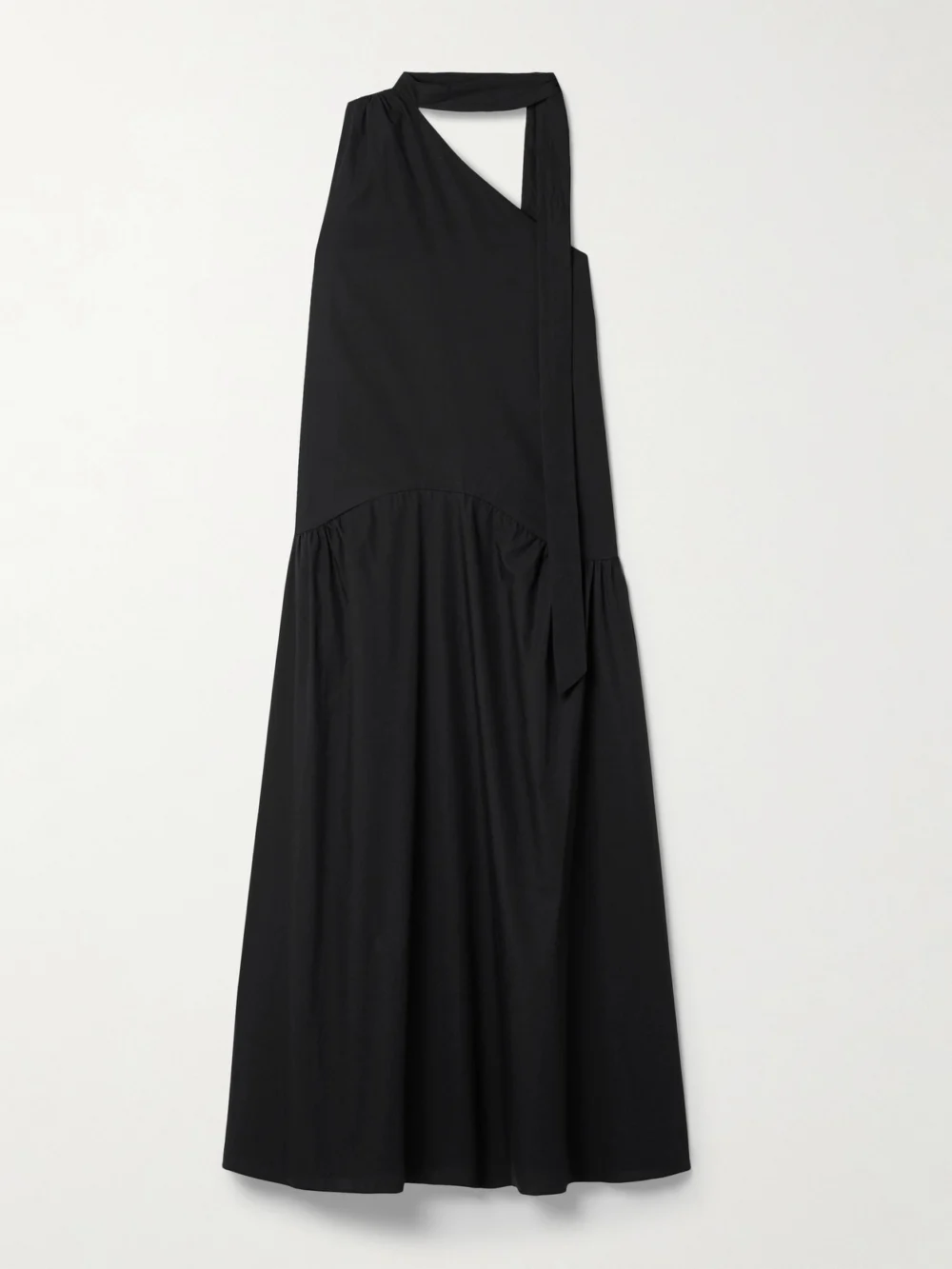 Kika Vargas Joni One-shoulder Cotton-poplin Maxi Dress in black