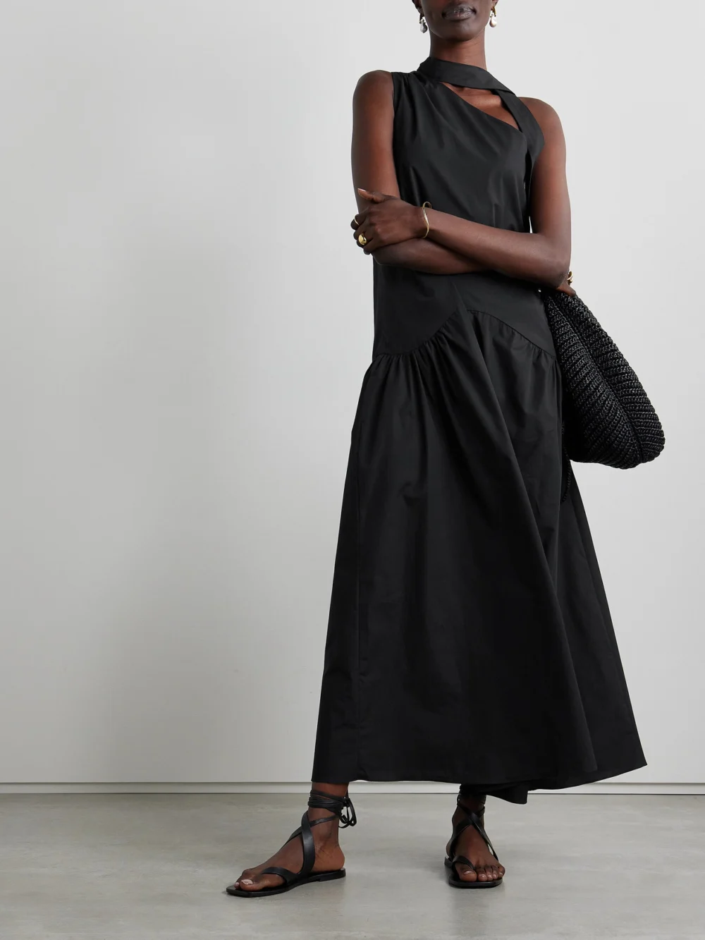 Kika Vargas Joni One-shoulder Cotton-poplin Maxi Dress, worn by a model