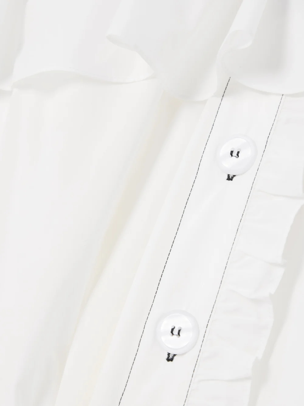 Close-up detail of the Kika Vargas Leymah Topstitched Ruffled Cotton-poplin Peplum Midi Dress