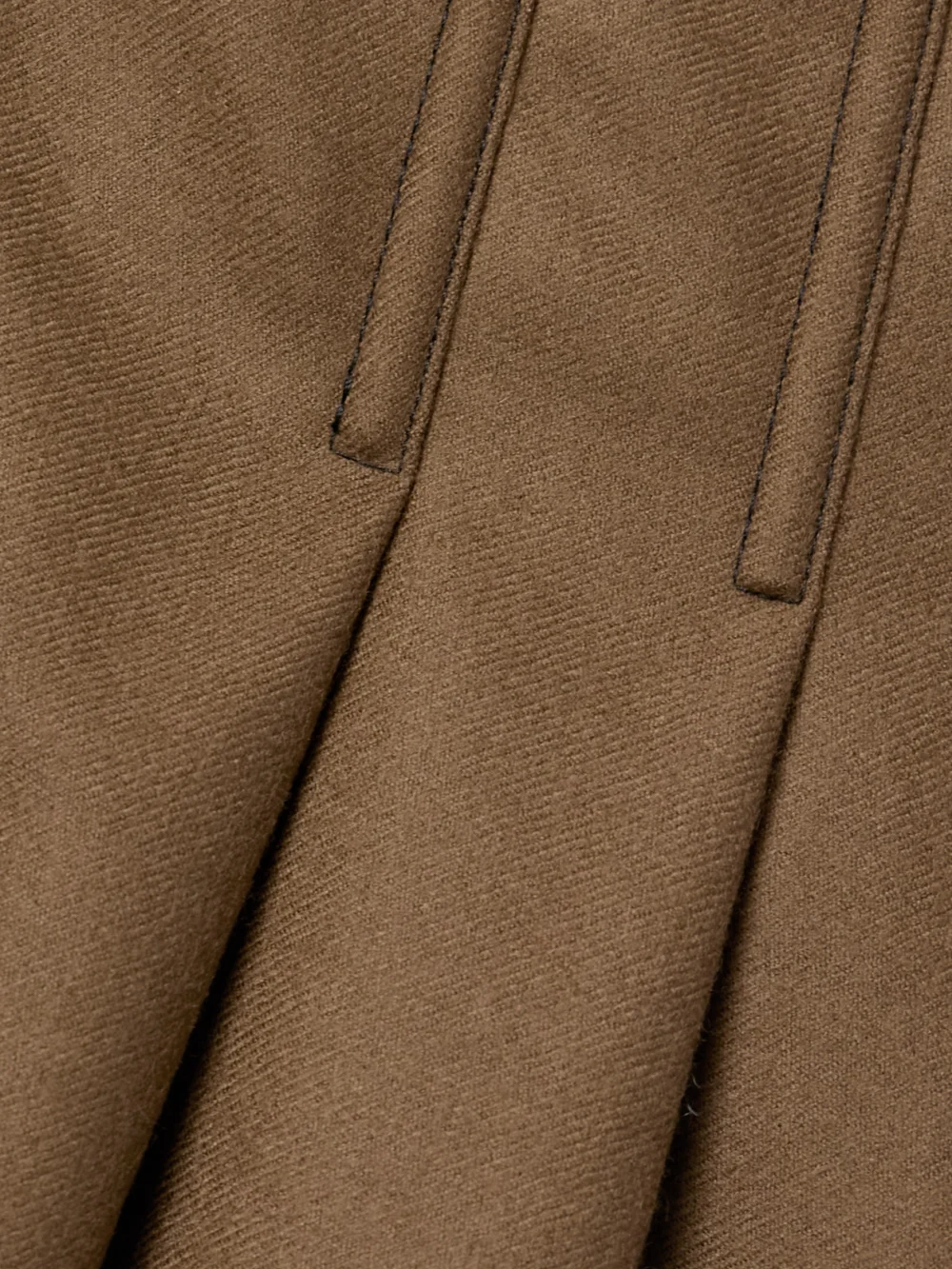 Close-up detail of the Kika Vargas Rosa Guipure Lace-trimmed Pleated Wool-twill Midi Dress
