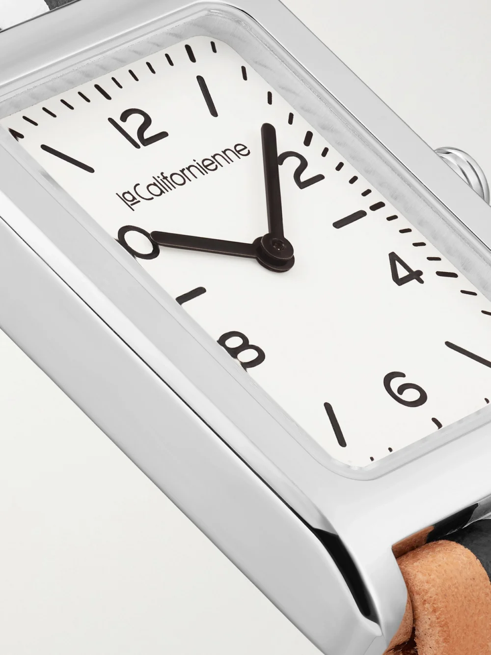 Close-up detail of the La Californienne Daybreak Stainless Steel Watch