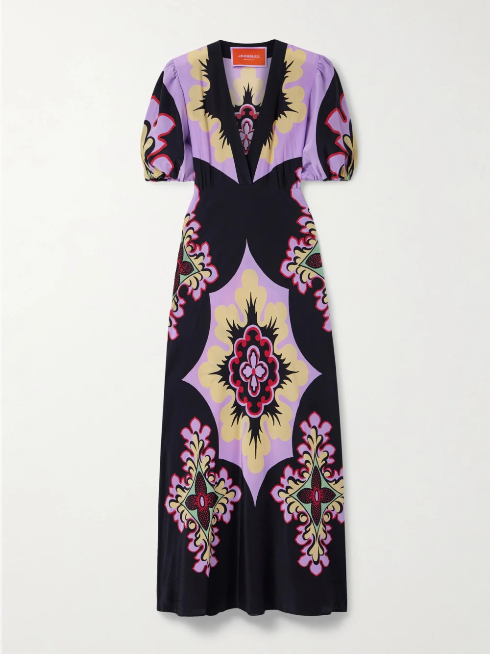 La DoubleJ Marlene Printed Silk-crepe Maxi Dress in purple