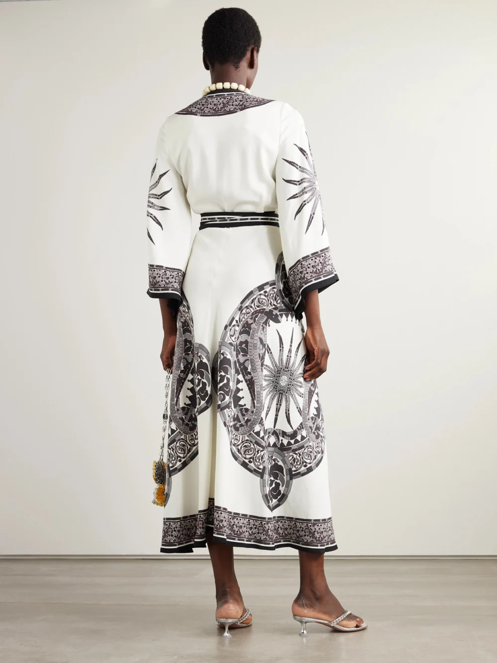 Back view of the La DoubleJ Printed Crepe Midi Wrap Dress