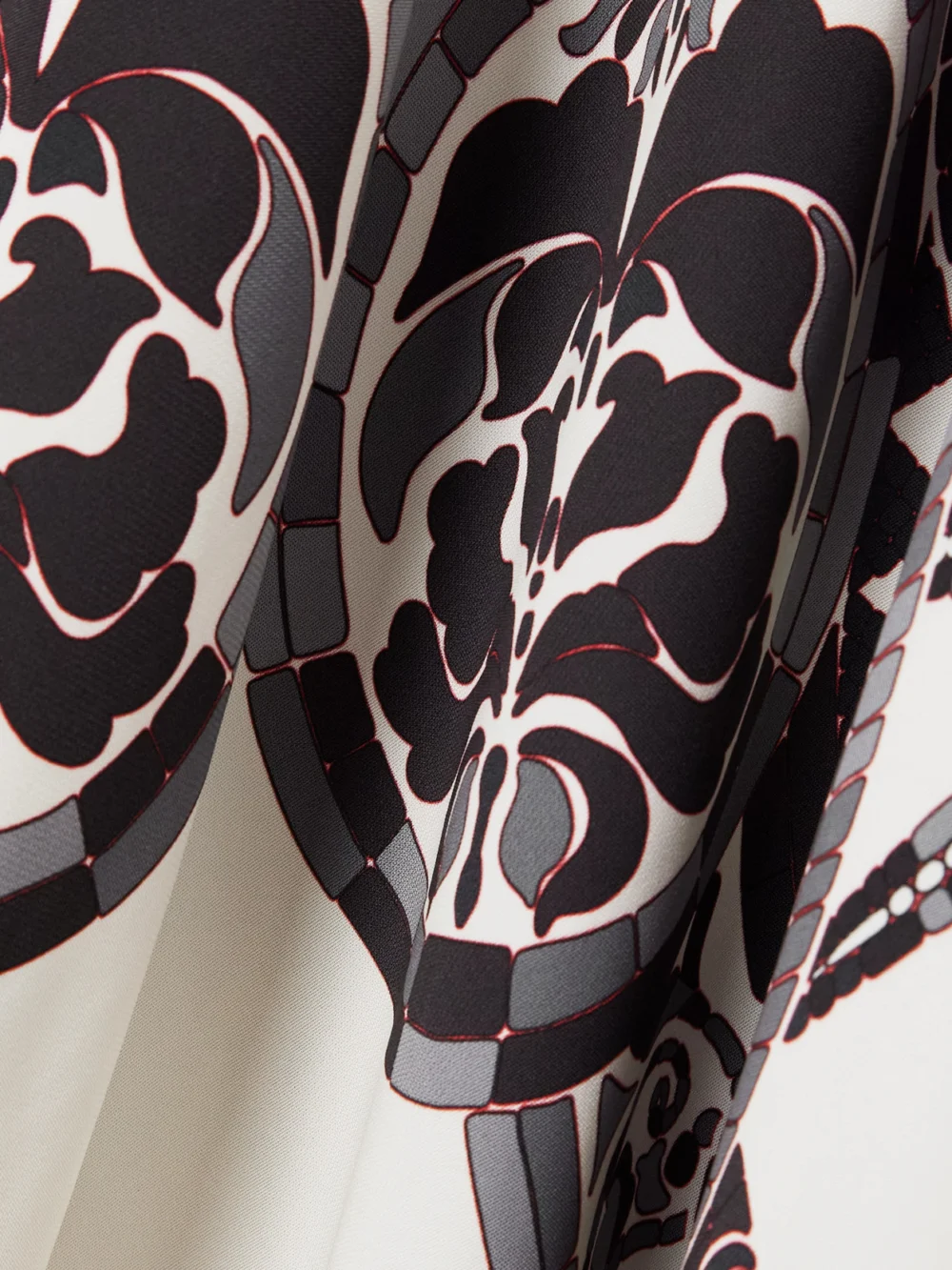Close-up detail of the La DoubleJ Printed Crepe Midi Wrap Dress