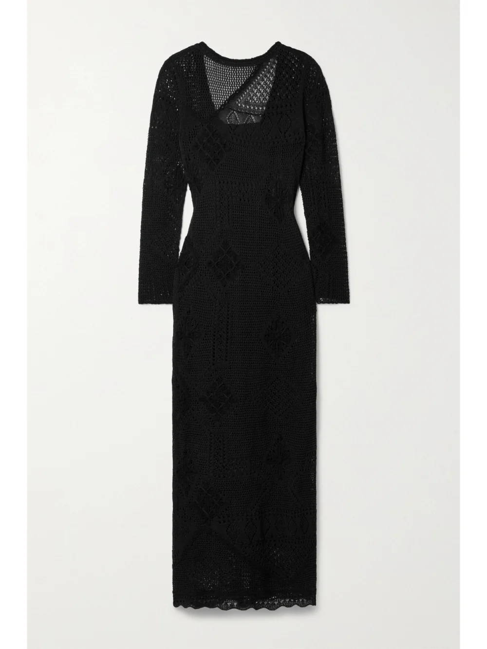 Lafayette 148 Crochet-knit Cotton Midi Dress in black