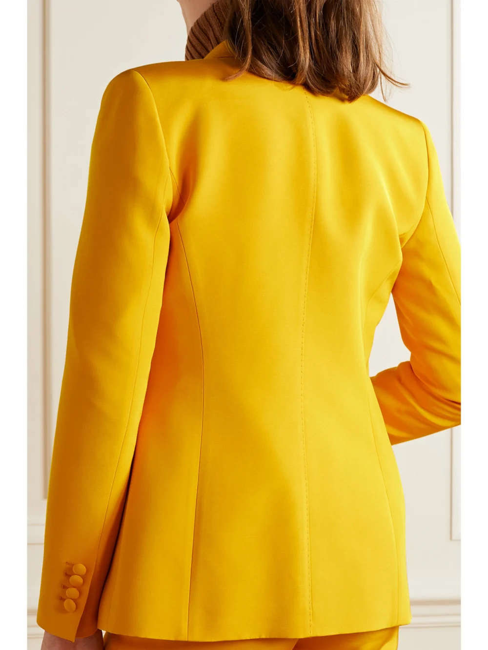 Back view of the Lafayette 148 Double-breasted Wool and Silk-blend Blazer