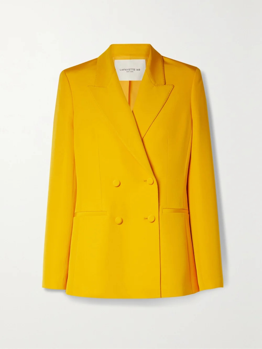 Lafayette 148 Double-breasted Wool and Silk-blend Blazer in saffron