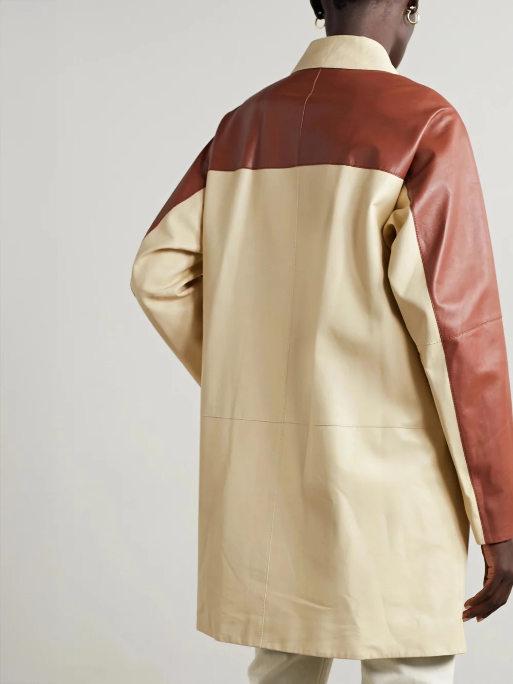 Back view of the Lafayette 148 Oversized Two-tone Leather Jacket