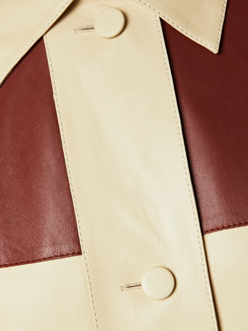 Close-up detail of the Lafayette 148 Oversized Two-tone Leather Jacket