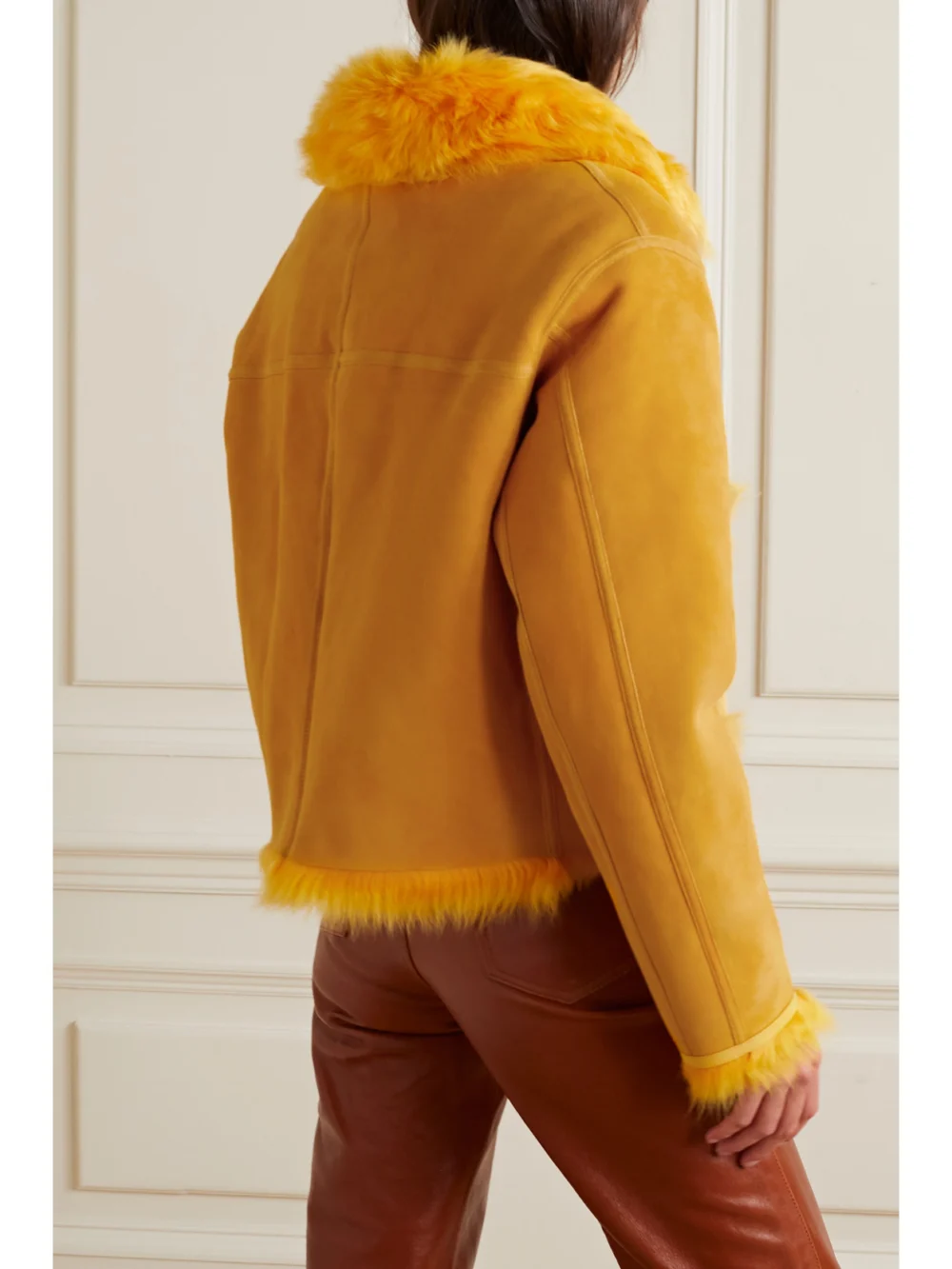 Back view of the Lafayette 148 Reversible Shearling Jacket