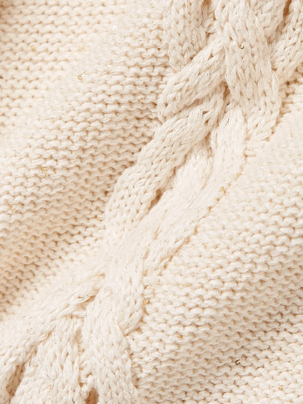 Close-up detail of the Lafayette 148 Sequin-embellished Cable-knit Linen-blend Tank