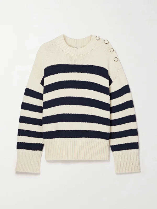 Lafayette 148 Striped Wool and Cotton-blend Sweater