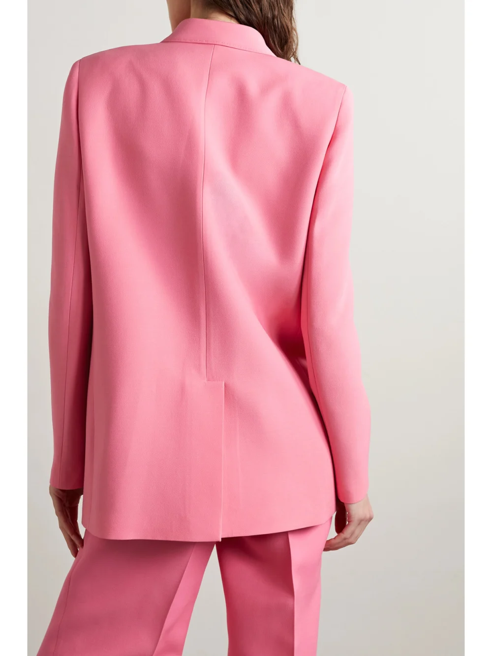 Back view of the Lafayette 148 Trinity Double-breasted Wool and Silk-blend Crepe Blazer