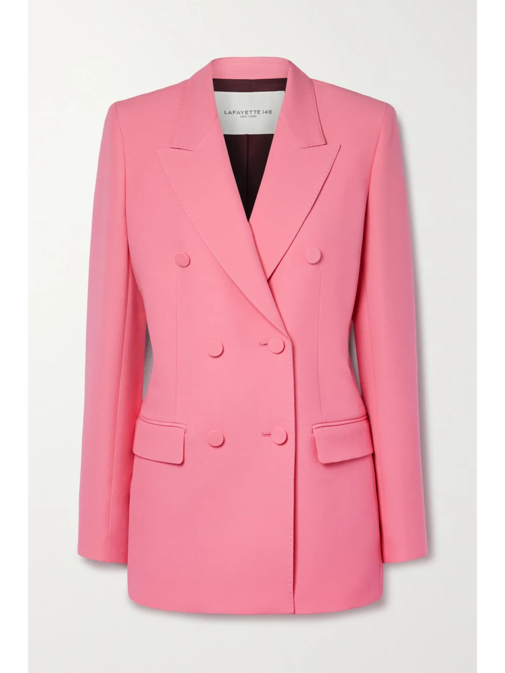 Lafayette 148 Trinity Double-breasted Wool and Silk-blend Crepe Blazer in pink