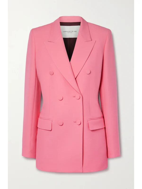 Lafayette 148 Trinity Double-breasted Wool and Silk-blend Crepe Blazer