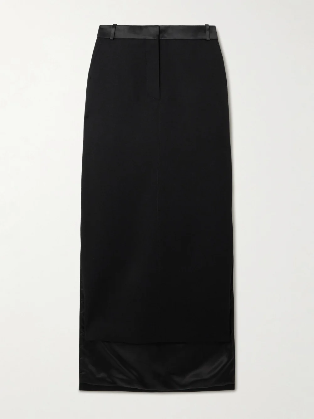 Lanvin Asymmetric Satin-trimmed Wool Skirt in black