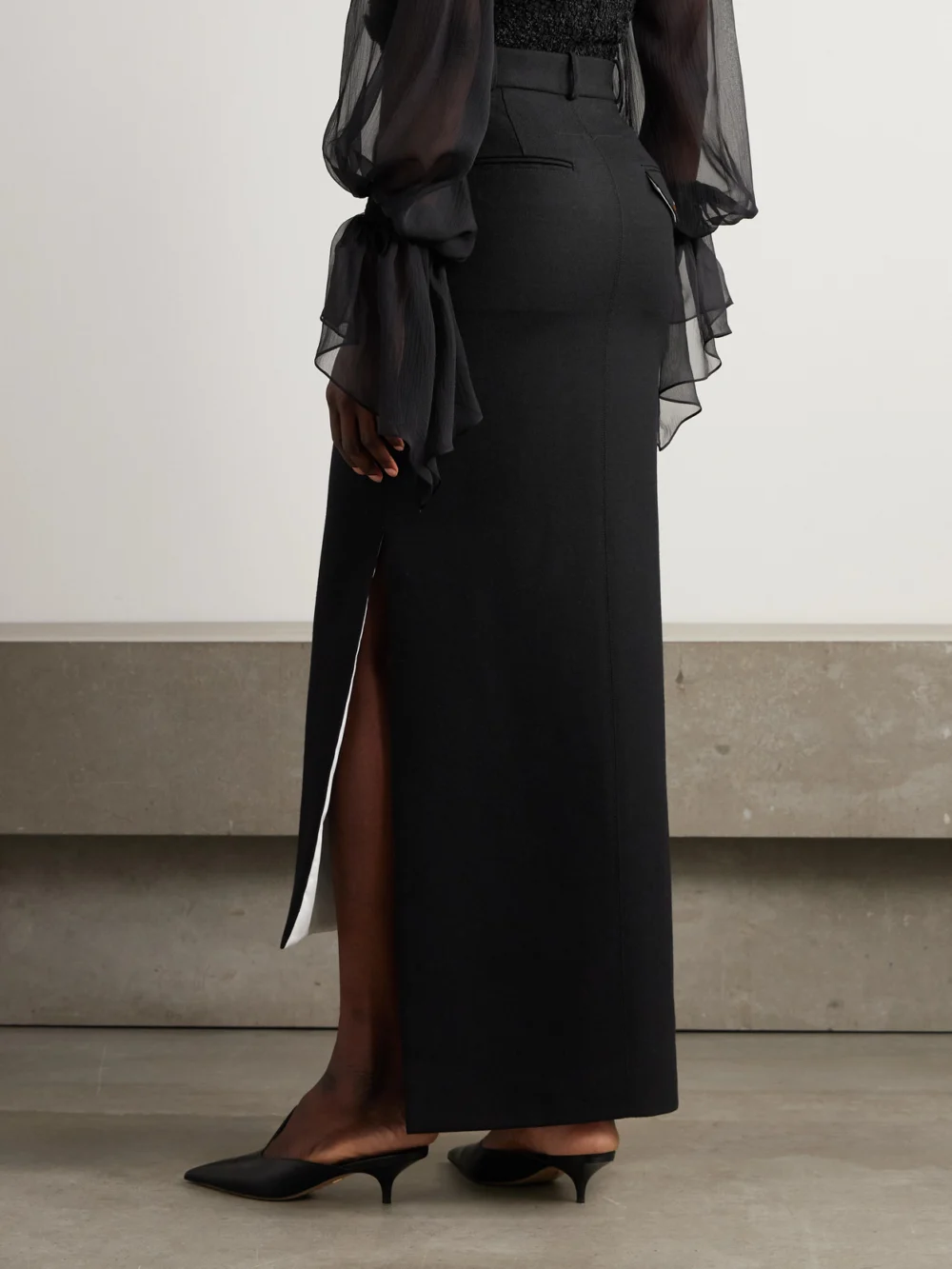 Back view of the Lanvin Asymmetric Wool Skirt