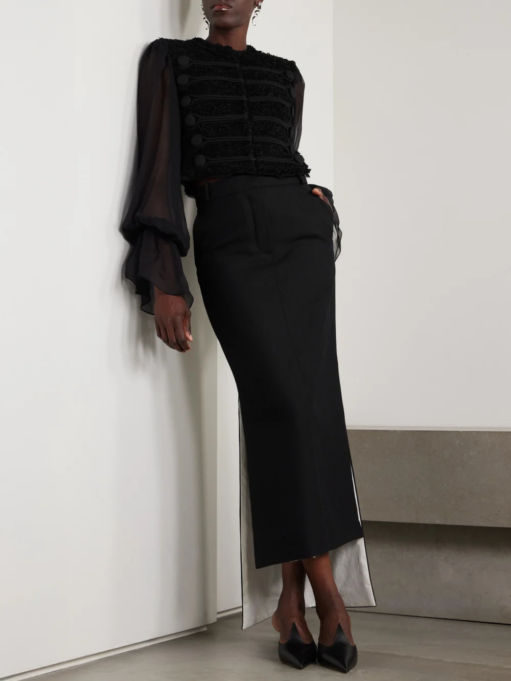 Lanvin Asymmetric Wool Skirt, worn by a model