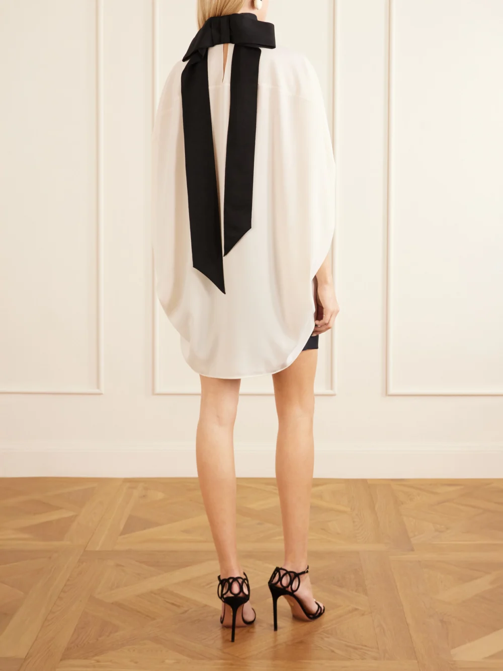 Back view of the Lanvin Bow-detailed Crepe Halterneck Blouse
