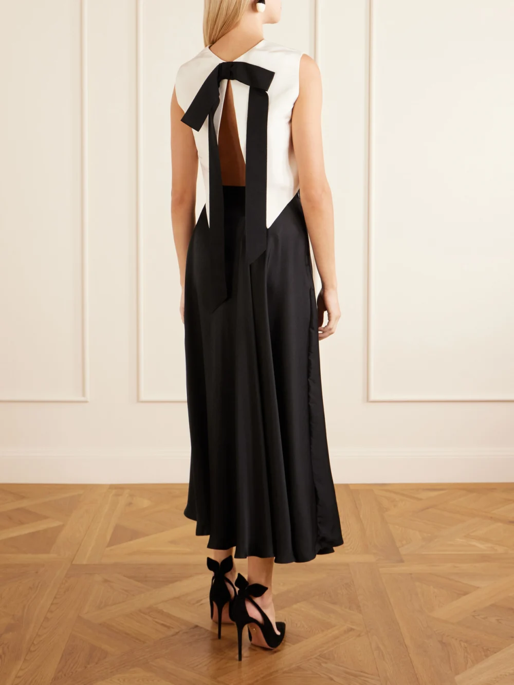 Back view of the Lanvin Bow-detailed Cropped Silk-cady Top