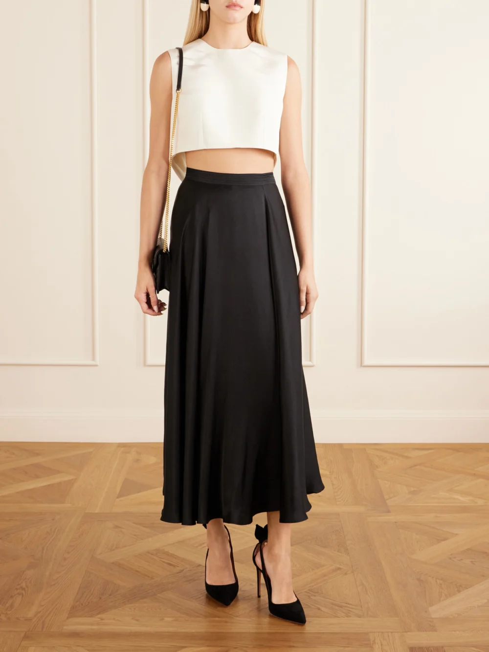 Lanvin Bow-detailed Cropped Silk-cady Top, worn by a model