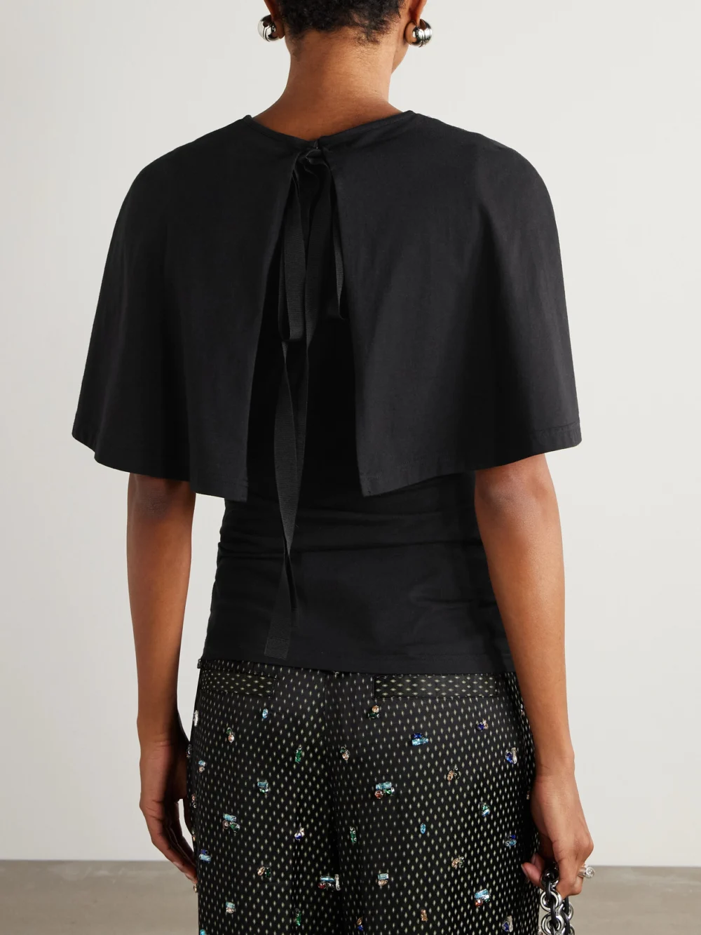 Back view of the Lanvin Cape-effect Cotton and Silk-blend T-shirt