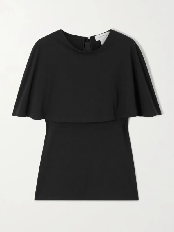 Lanvin Cape-effect Cotton and Silk-blend T-shirt
