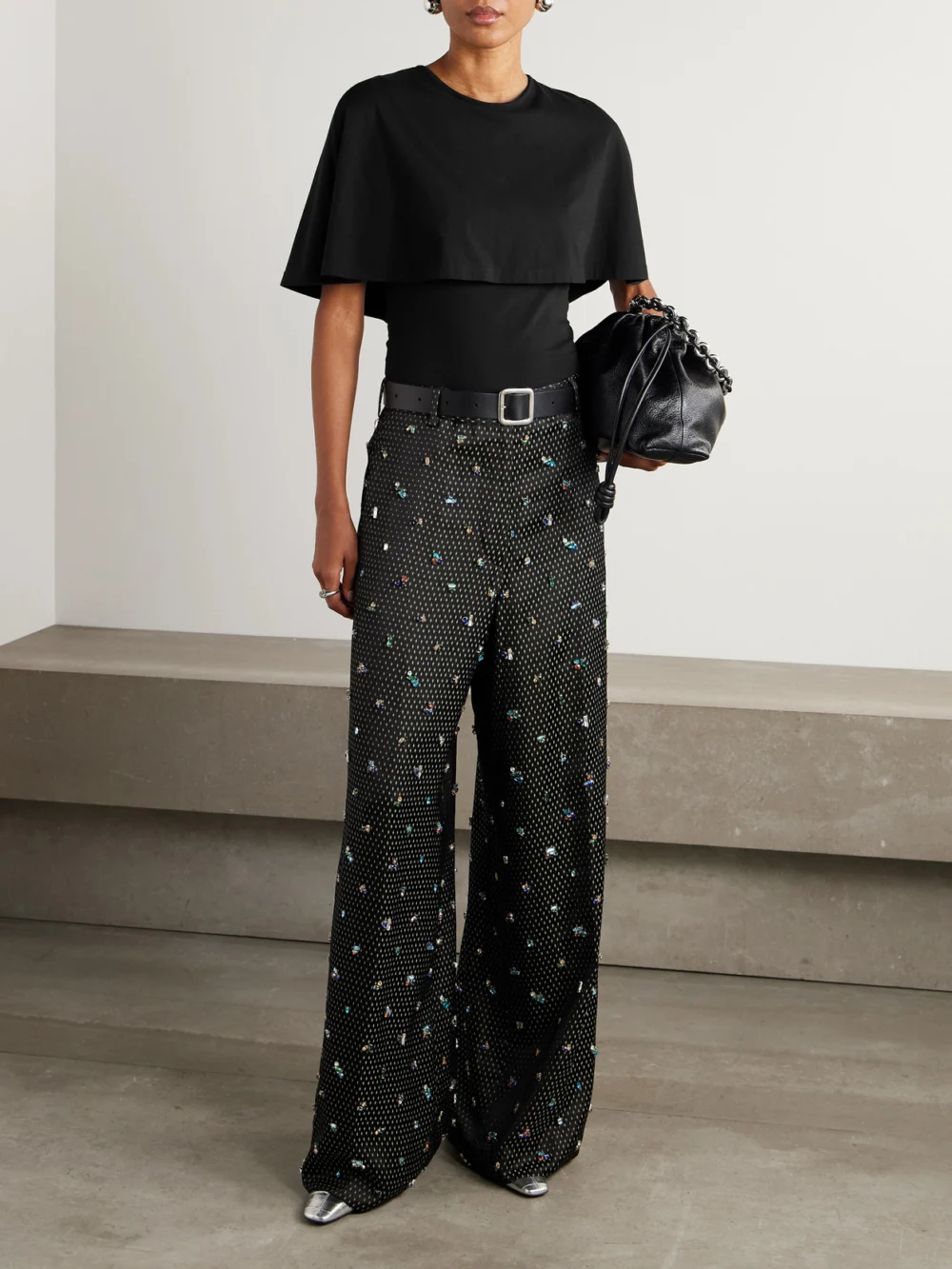 Lanvin Cape-effect Cotton and Silk-blend T-shirt, worn by a model