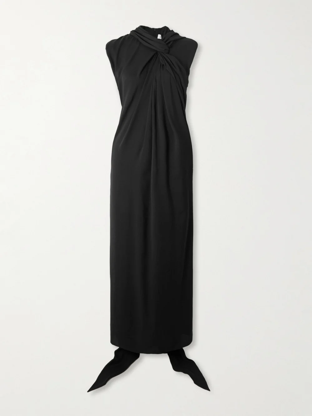 Lanvin Draped Crepe De Chine Maxi Dress in black